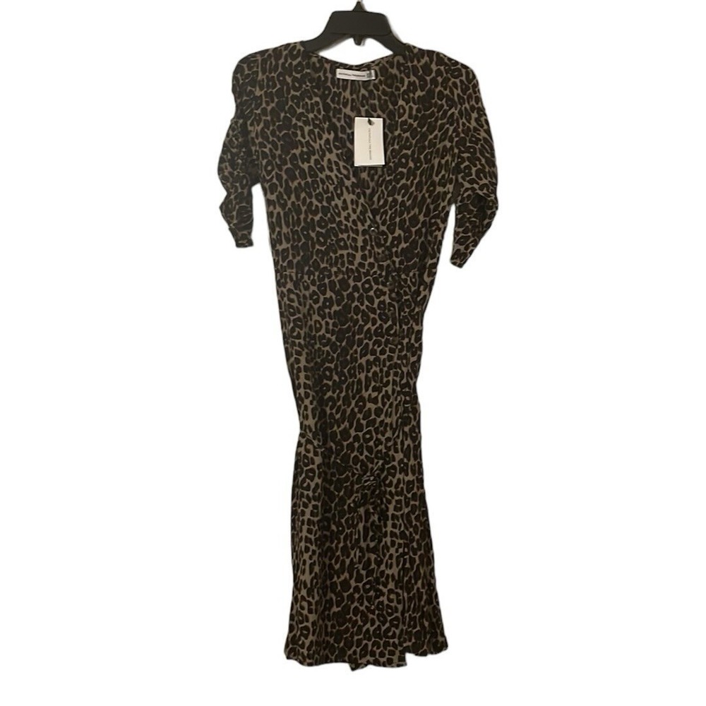 Faithful the Brand Women's Brown Cheetah Primitive Anne‎ Marie Midi Dress Size 2